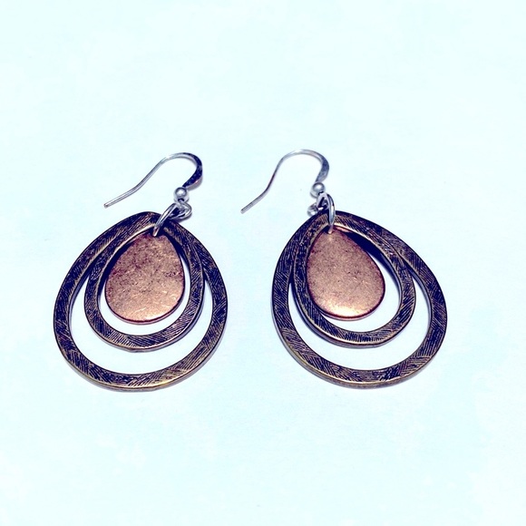 Metal Dangle Tear Drop Earrings - Picture 2 of 2